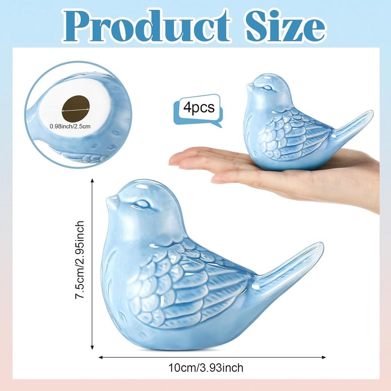 Ferrochef 4 Pcs Ceramic Bird Toilet Bolt Caps Funny Toilet Bolt Covers Decorative Cute Animal Gadget Toilets Floor Caps for Waterproof Toilets Bowl Screws Bathroom Decorative Easy Installation(Blue) - Image 2